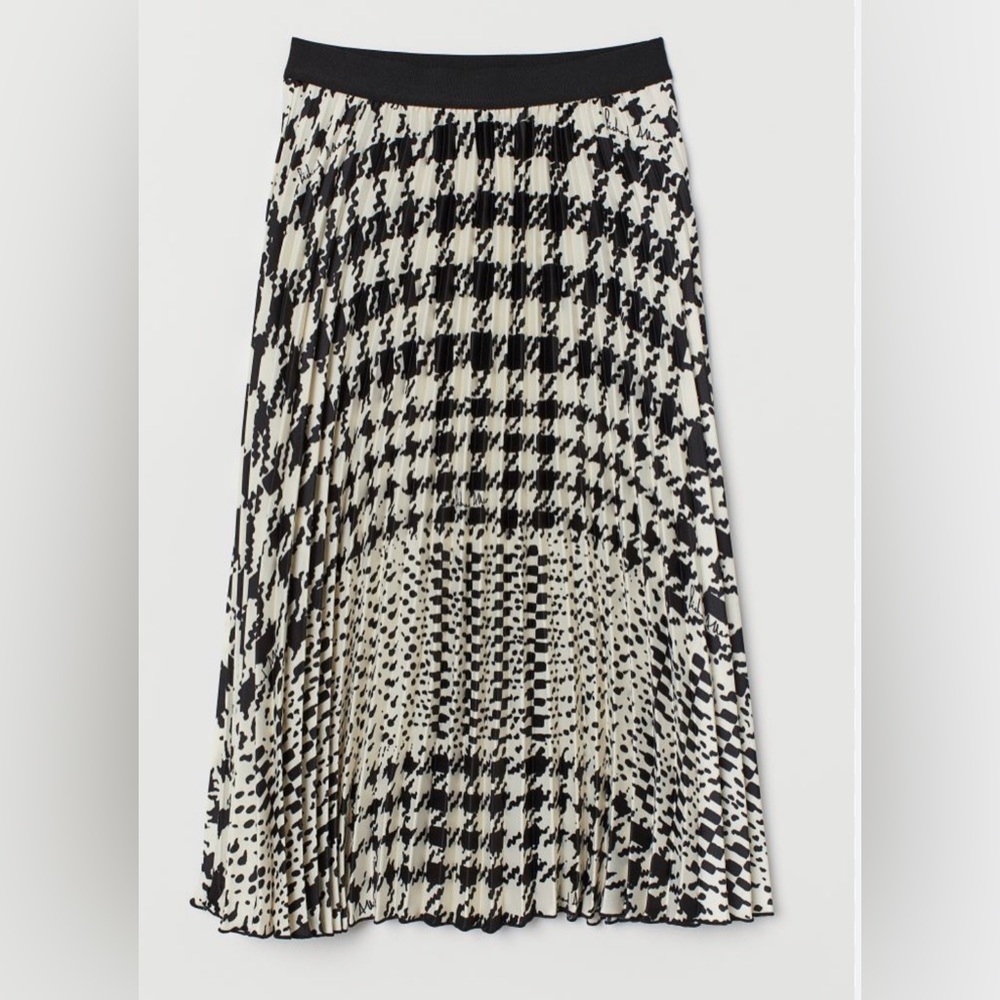 NWT RICHARD ALLAN x H&M. Pleated, calf-length skirt in woven, crêped fabric Sz 2